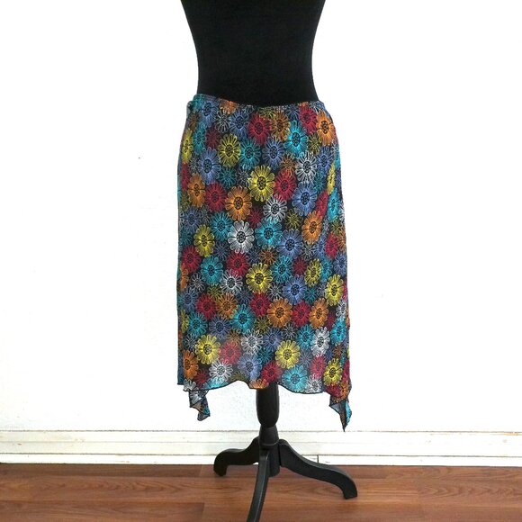Giorgio Fiorlini, multi-color floral midi skirt, double layers - Picture 9 of 9